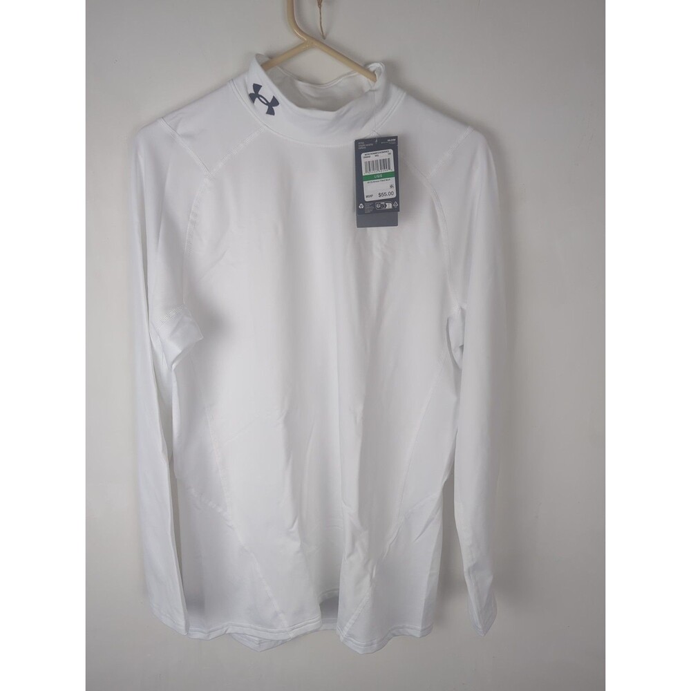 UNDER ARMOUR COLDGEAR Fitted WHITE MOCK BASE LAYER SHIRT SIZE L MEN $60